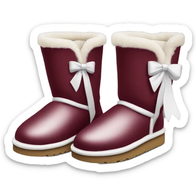 burgundy Ugg boots with white bows sticker
