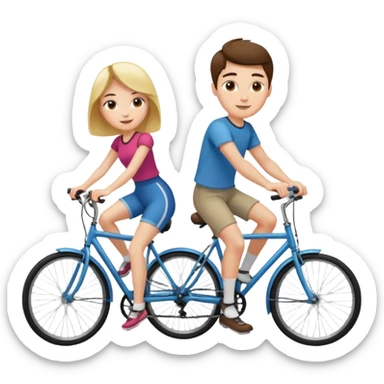 Girl and guy riding a bicycle sticker
