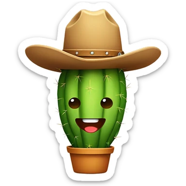 Cute cactus character with a cowboy hat sticker