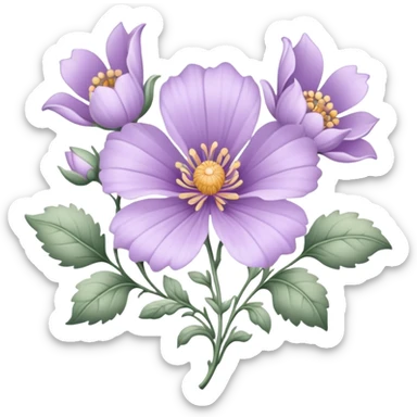 rococo regency pastel purple flower sticker