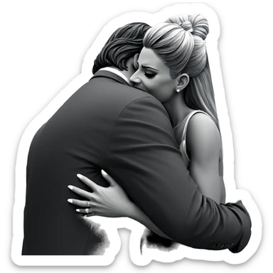 romantic monochrome couple embrace sticker