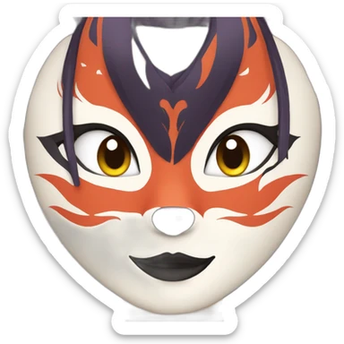 woman wearing kitsune japanese mask sticker