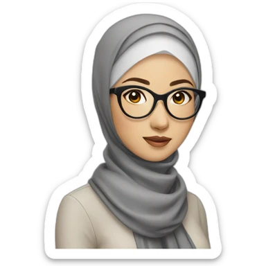 Beauty asian woman wear hijab and glasses sticker
