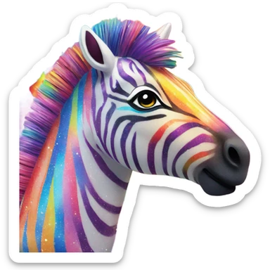 Lisa frank zebra with glitter rainbow stripes sticker