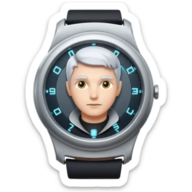 Time Traveler Looking At A Futuristic Watch sticker