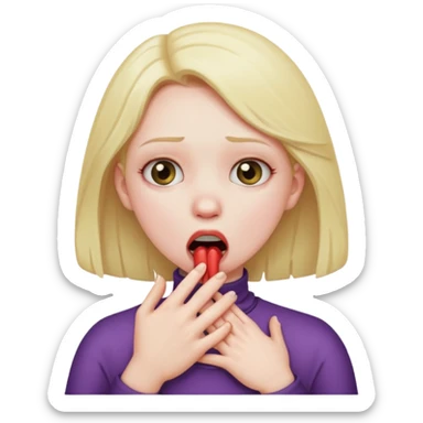 You know that thing were people pretend it choke themselves to signify anoiance. Could you make me an emoji to use. A girl with her hands around her neck  sticker