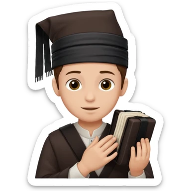 a boy putting on tefillin sticker