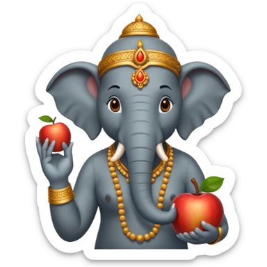 elephant india god with an apple sticker