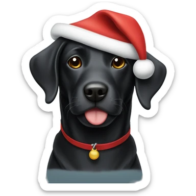 Black lab wearing Santa hat sticker