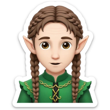 elves with braided brown  hair man black dress  sticker