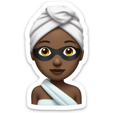 black girl with towel on her head and eye masks sticker