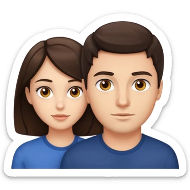 Brunette guy with hazel eyes and brunette girl with hazel eyes together  sticker