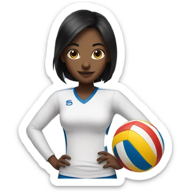 Girl with a black hair plays volleyball sticker