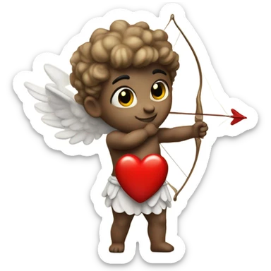 cupid cute with a bow with heart red sticker
