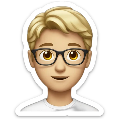 white young boy with glass and movie sticker