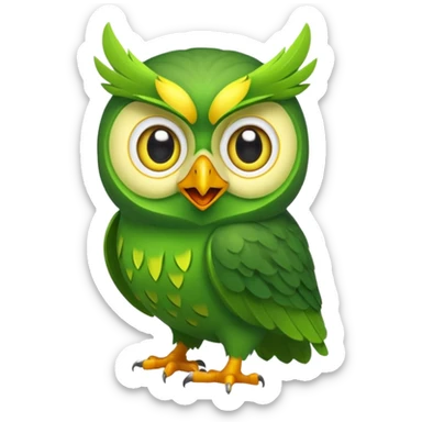 Animated laughing green owl sticker