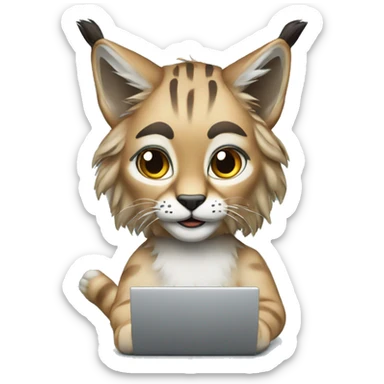 A lynx with a laptop sticker