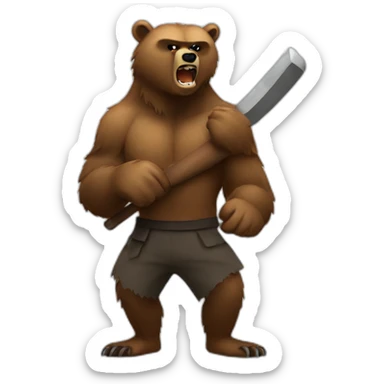 angry Grizzly using tonfa sticker