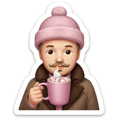 Lenin hold  Light Pink mug of hot chocolate with marshmallows in moscow sticker