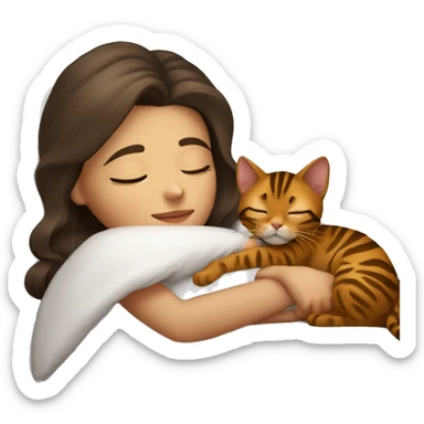 brunette girl sleeping with bengal cat sticker