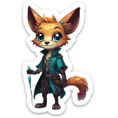 Cool cute Kawaii edgy fantasy shiny animal  fursona Fionbri vernid by griffsnuff & LiLaiRa & Falvie full body sticker