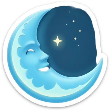 Light blue moon emoji  sticker