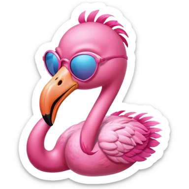 smiling flamingo with heart sunglasses sticker