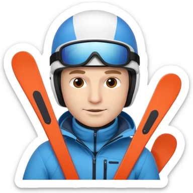 Man skiing, White helmet, Ski,Background Matterhorn sticker
