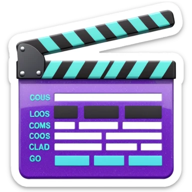 Glitter purple and cian clapperboard sticker