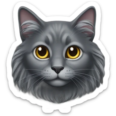 all dark grey cat long hair　fold ear sticker