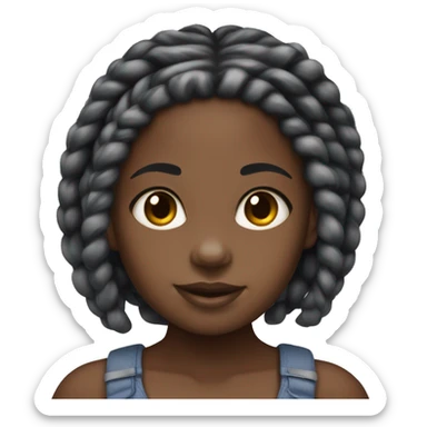 Little black girl with box braids  sticker