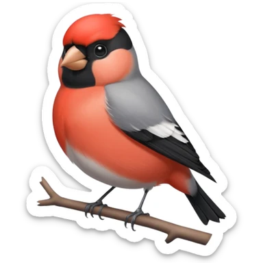 Round and cute bullfinch sticker