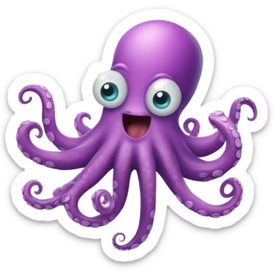 A happy cool octopus, smiling and winking sticker