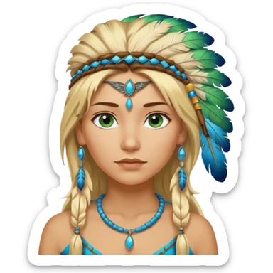 can you make a native American emoji with blonde highlights in her hair and blue green eyes sticker