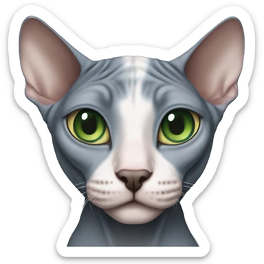 Two sphynx cats one gray with blue eyes and one black with green eyes sticker
