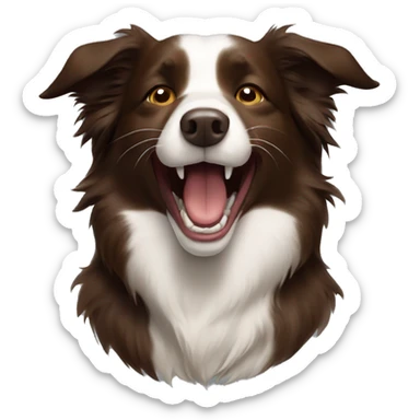 Brown border collie laughing sticker