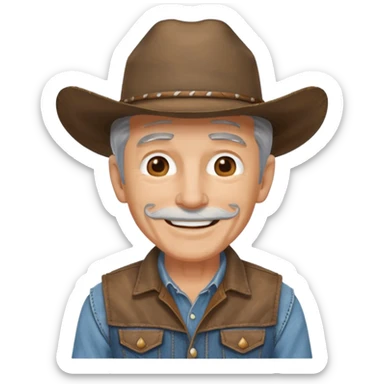 old cowboy with vest sticker