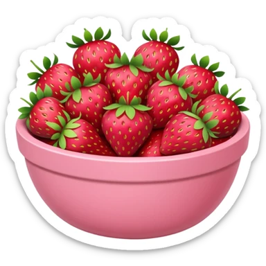 large fancy pastel pink bowl of strawberries sticker