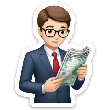 Business person reading financial news sticker