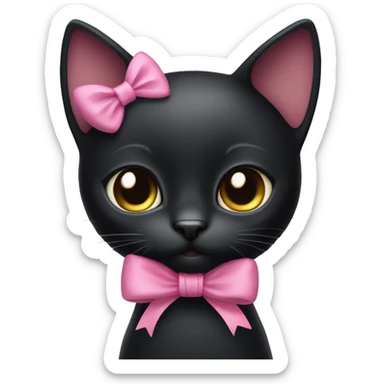 Black cat with pink bow on its head sticker