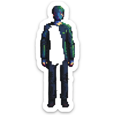 pixel art person silhouette, minimalist human shape sticker