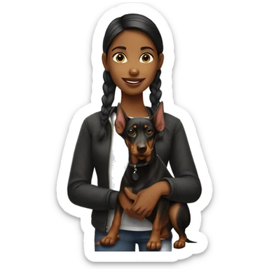 girl with doberman  sticker