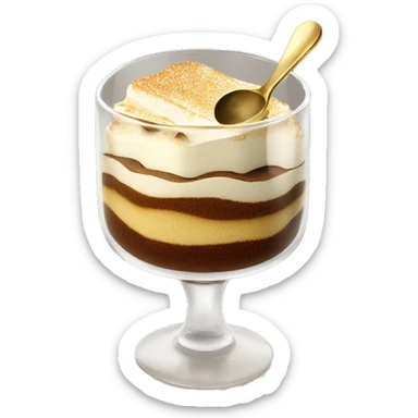 Tiramisu in glass with gold spoon sticker