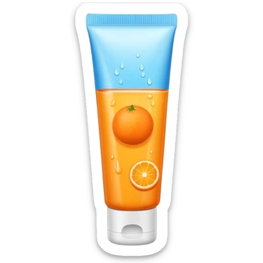 a skincare tube with an orange-toned liquid inside of it sticker