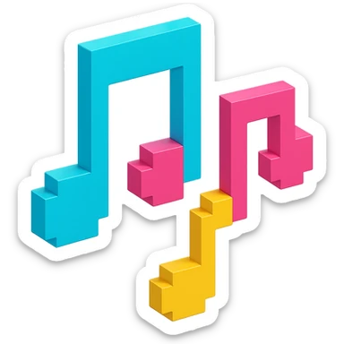 monochromatic and sleek voxel-style musical notes sticker