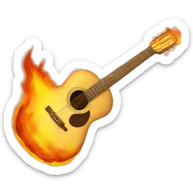 beige acoustic guitar on fire sticker