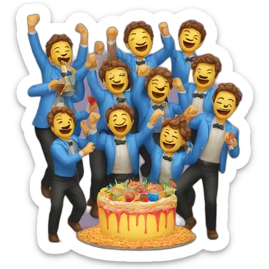 Conjunto de amigos celebrando una fiesta sticker