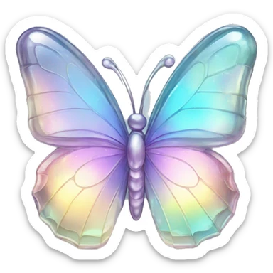 Sparkly glossy Pastel iridescent glass crystal butterfly sticker