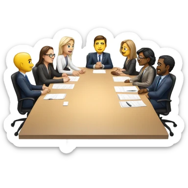 5 people business meeting sitting at a table sticker