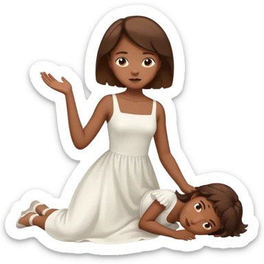 Fainting black girl brown hair  sticker